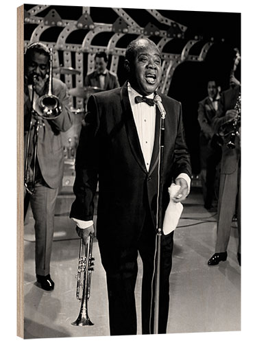 Holzbild Louis Armstrong Singt