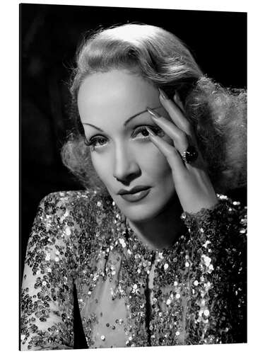 Alubild Marlene Dietrich im Paillettenkleid