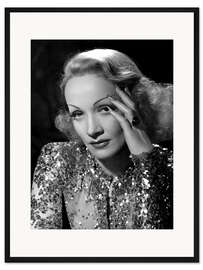 Gerahmter Kunstdruck Marlene Dietrich im Paillettenkleid