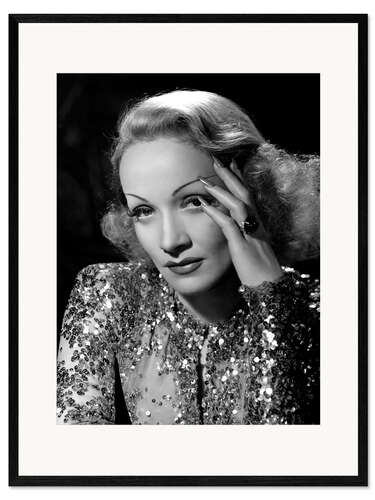 Stampa artistica con cornice Marlene Dietrich in Sequins Dress