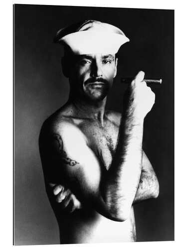 Quadro em plexi-alumínio Jack Nicholson with sailor hat and cigar