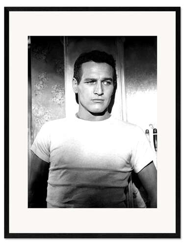 Kehystetty taidepainatus Paul Newman in a T-shirt