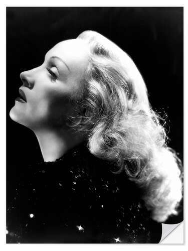 Selvklebende plakat Marlene Dietrich Side Profile