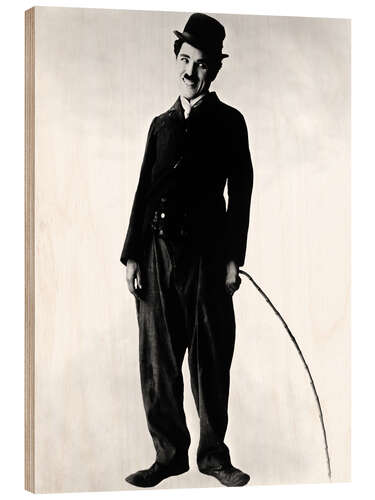 Wood print Charlie Chaplin, the Smiling Tramp