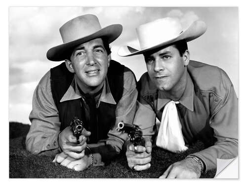 Selvklebende plakat Dean Martin and Jerry Lewis som cowboyer