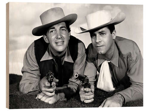 Tableau en bois Dean Martin and Jerry Lewis as cowboys