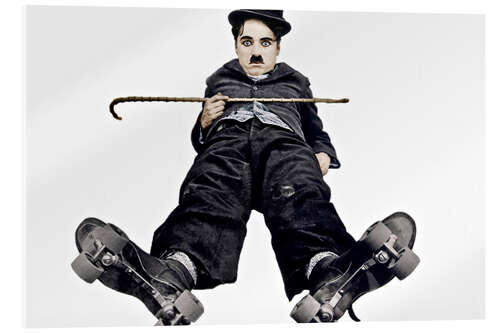 Akrylbilde Charlie Chaplin with roller skates