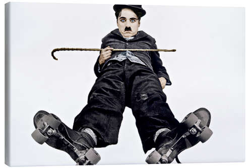 Canvas print Charlie Chaplin with roller skates