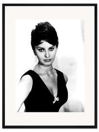 Gerahmter Kunstdruck Sophia Loren in Schwarz