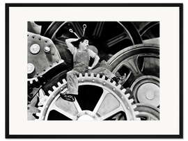 Gerahmter Kunstdruck Charlie Chaplin, Szene aus "Moderne Zeiten"
