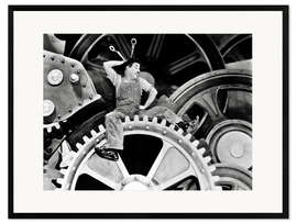 Gerahmter Kunstdruck Charlie Chaplin, Szene aus "Moderne Zeiten"