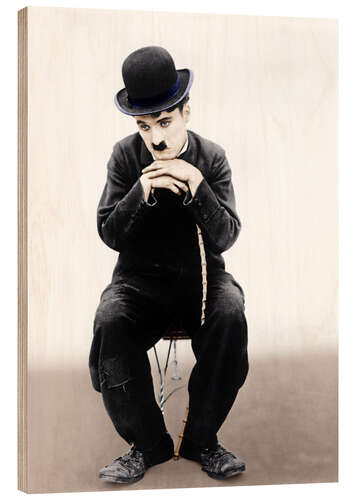 Wood print Charlie Chaplin