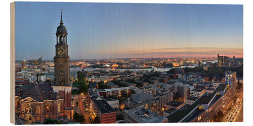 Quadro de madeira Panorama Hamburg