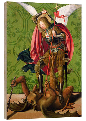 Wood print St. Michael kills the dragon