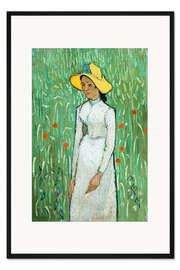 Gerahmter Kunstdruck Mädchen in Weiß