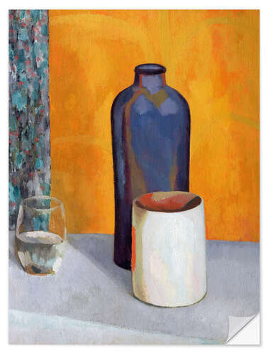 Selvklebende plakat Still Life with a Blue Bottle