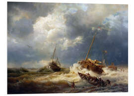 Foam board print Ships in a storm on the Dutch coast, 1854