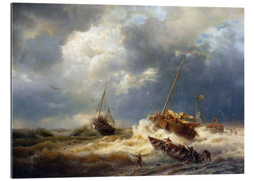 Gallery print Schepen in een storm aan de Nederlandse kust, 1854