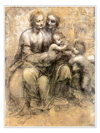 Poster  The Virgin and Child with Saint Anne and Saint John the Baptist - Leonardo da Vinci