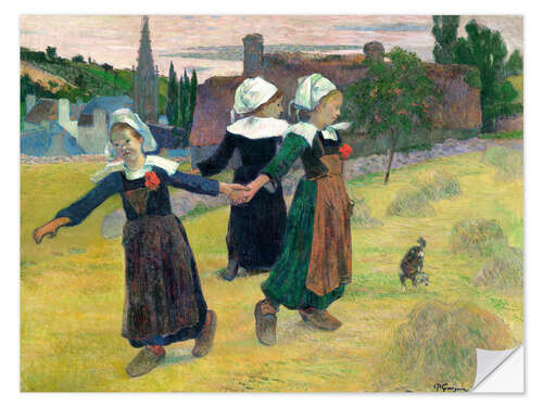 Selvklæbende plakat Breton Girls Dancing Pont-Aven