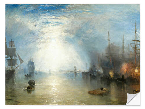 Selvklebende plakat Keelmen Heaving in Coals by Moonlight