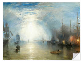 Selvklebende plakat Keelmen Heaving in Coals by Moonlight