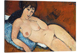 Galleritryk Nude on a blue pillow