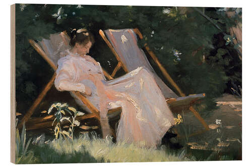 Hout print Roses. Marie Krøyer seated in the deckchair in the garden by Mrs Bendsen's house, detail