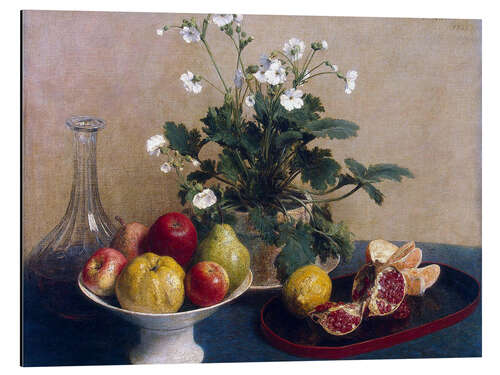 Aluminium print Flowers, Dish With Fruit and Carafe