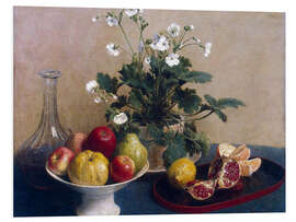 Foam board print Flowers, Dish With Fruit and Carafe