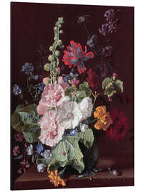 Aluminium print Mallows and other flowers in a vase, 1702-20