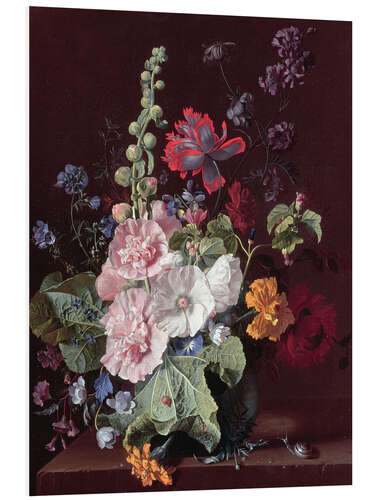 Hartschaumbild Malven und andere Blumen in einer Vase, 1702-20