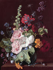 Magnettafel Malven und andere Blumen in einer Vase, 1702-20