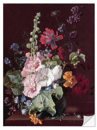 Muursticker Mallows en andere bloemen in een vaas, 1702-20