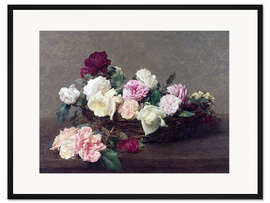 Gerahmter Kunstdruck Korb mit Rosen