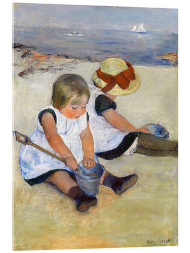 Acrylic print Children Playing on the Beach