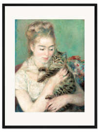 Gerahmter Kunstdruck Frau mit Katze