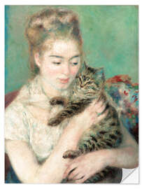 Muursticker Woman with a cat