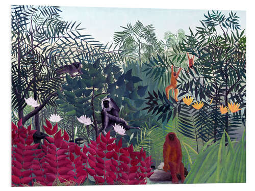 Print på skumplade Tropical Forest with Monkeys