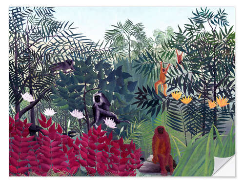 Sticker mural Forêt tropicale avec singes