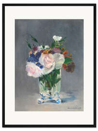 Gerahmter Kunstdruck Blumen in einer Kristallvase