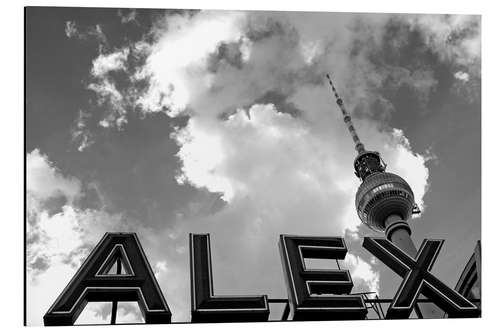 Tableau en aluminium Alexanderplatz à Berlin monochrome