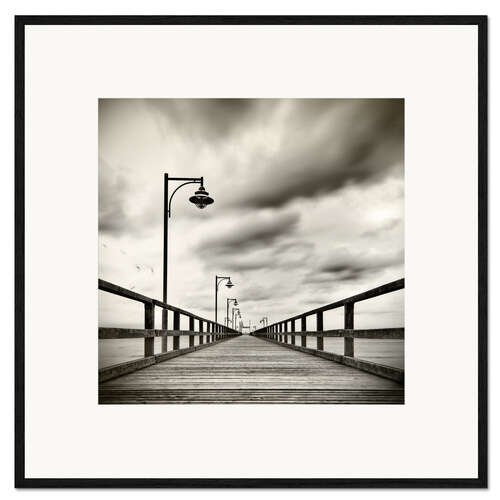 Kunsttryk i ramme sea bridge with seagulls | sw