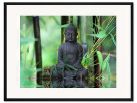 Gerahmter Kunstdruck Buddha Bambus
