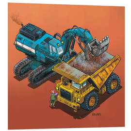 PVC-taulu Excavator and trucks