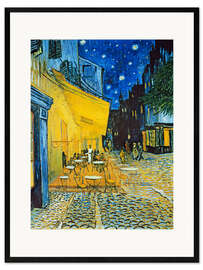 Inramat konsttryck  Cafe Terrace at Place du Forum, Arles in the evening - Vincent van Gogh