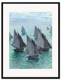 Ingelijste kunstdruk Fishing boats in calm weather