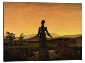 Magnettafel Frau vor der untergehenden Sonne