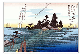 Wandbild  Gänse bei Haneda, Umgebung von Edo - Utagawa Hiroshige