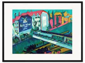 Gerahmter Kunstdruck Straßenbahn und Eisenbahn